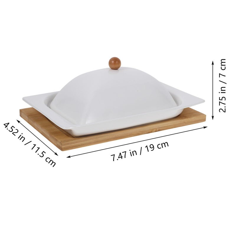 Large Rectangular Wooden Butter Dish With Lid For Fridge Storage Cheese Container - Image 3