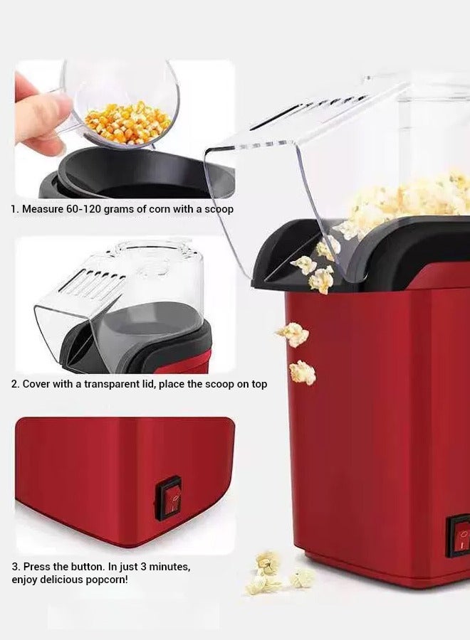 Mini Hot Air Popcorn Maker, Compact Electric Air Popped Popcorn Machine for Home Use, Healthy Oil-Free, Quick and Easy Popping, Family Snack Maker  - Image 3