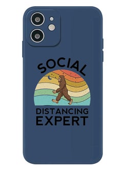 Protective Slim Fit Case Liquid Silicone Cover with Full Body Protection Anti-Scratch Shockproof Case For iPhone 12 Blue  - Social Distancing expert black copy