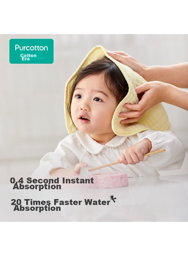 القطن الخالص Purcotton بلعة لعاب الأطفال، منشفة وجه الشاش القابلة للغسيل للأطفال، مجموعة هدايا من 3 قطع، أصفر أزرق أخضر، 25×50 سم - Image 3