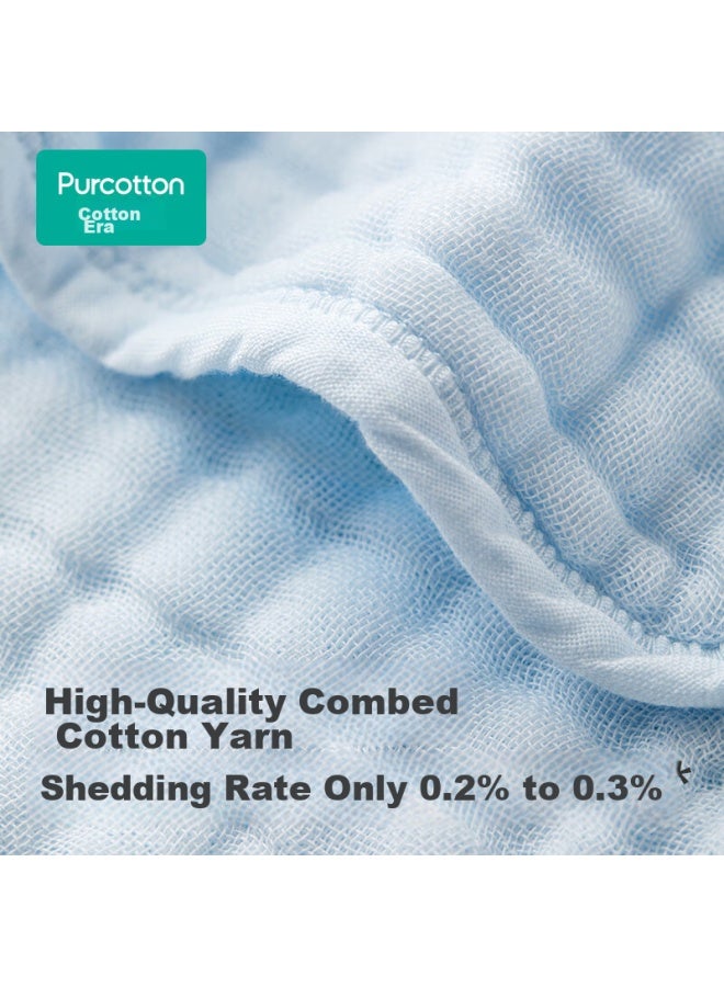 القطن الخالص Purcotton بلعة لعاب الأطفال، منشفة وجه الشاش القابلة للغسيل للأطفال، مجموعة هدايا من 3 قطع، أصفر أزرق أخضر، 25×50 سم - Image 4