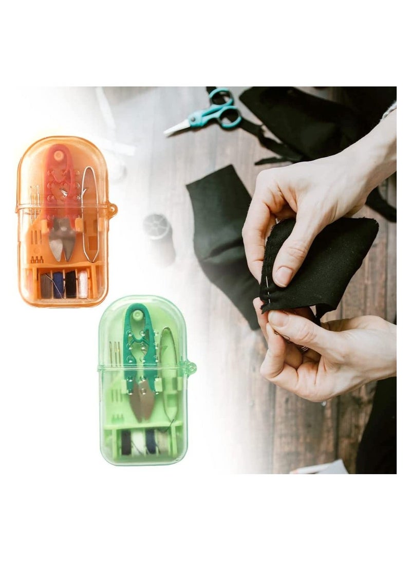 NIBEMINENT 2PCS Compact Travel Sewing Kit, Miniature Box Portable Mini Kit Convenient Needle Bag Size for Home Holiday Outdoor Camping - Image 2