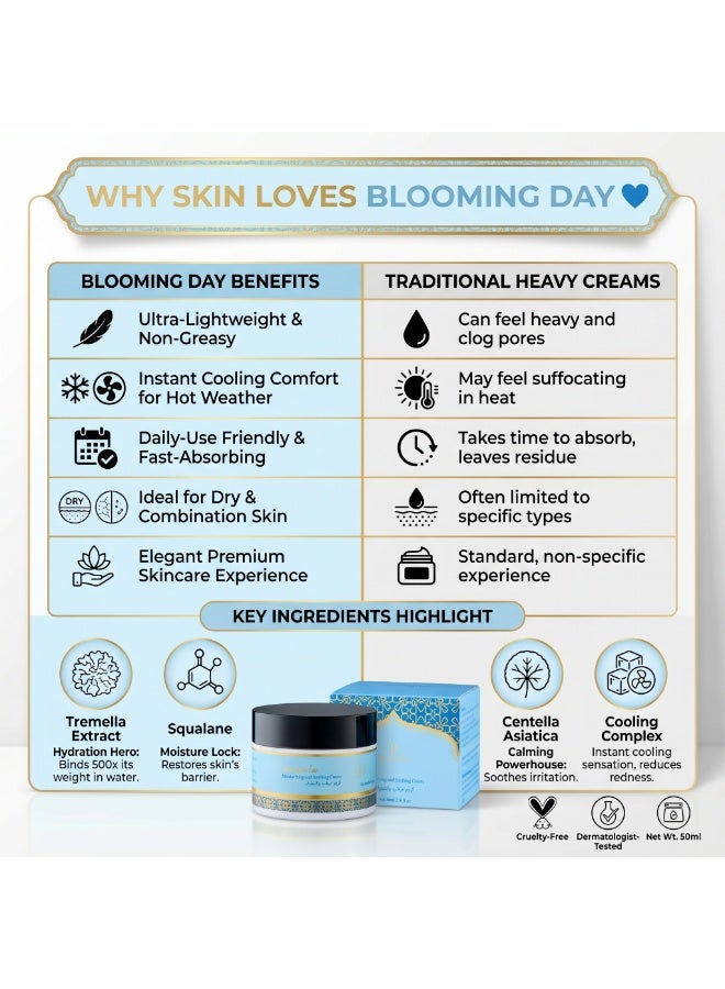 Blooming Day Moisturizing & Soothing Cream 50ml – Lightweight Cooling Face Moisturizer for Hydration & Skin Comfort - Image 4