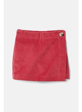 Tchibo Kids Girl Side Pocket Corduroy Skort, Red  - Image 2