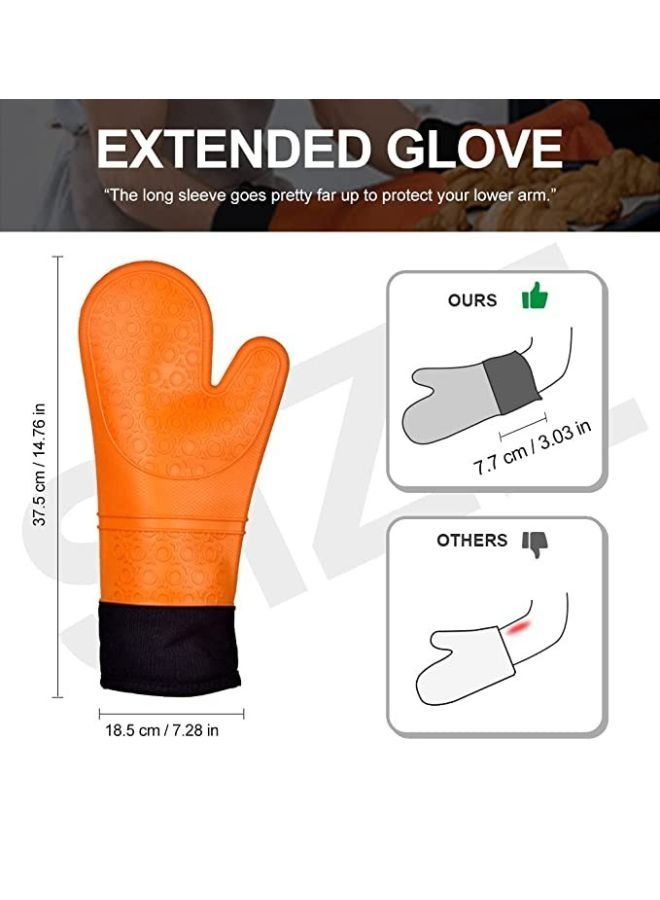 Pair Silicone Oven Mitts Heat Resistant Oven Mitt with Quilted Liner Non-Slip Textured Grip Flexible Oven Gloves Waterproof BBQ Kitchen Cooking Mitts  - Image 3