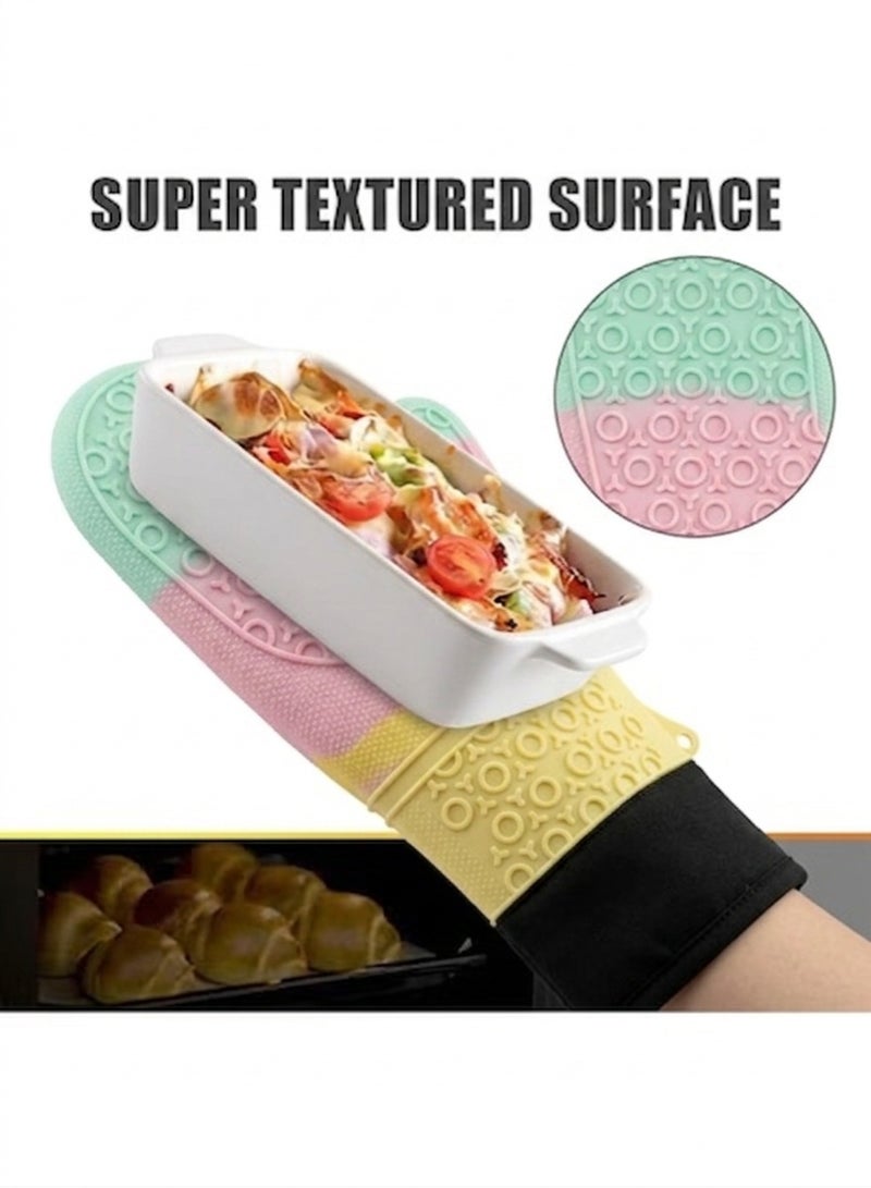 Pair of Heat Resistant Silicone Oven Mitts with Soft Cotton Lining, Non-Slip Textured Grip, Flexible Heat Protection up to 232°C (450°F), Comfortable Kitchen Gloves for Baking, Grilling, Cooking and Handling Hot Pots and Pans - Image 5