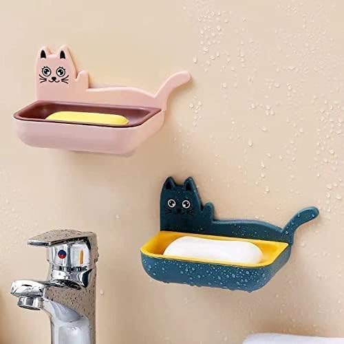 Kyraton (1pc 's) Plastic Soap Holder/Soap Box Beautiful Cat Shape Soap Dish Case Holder Bathroom Accessory - Multi Color - Image 1