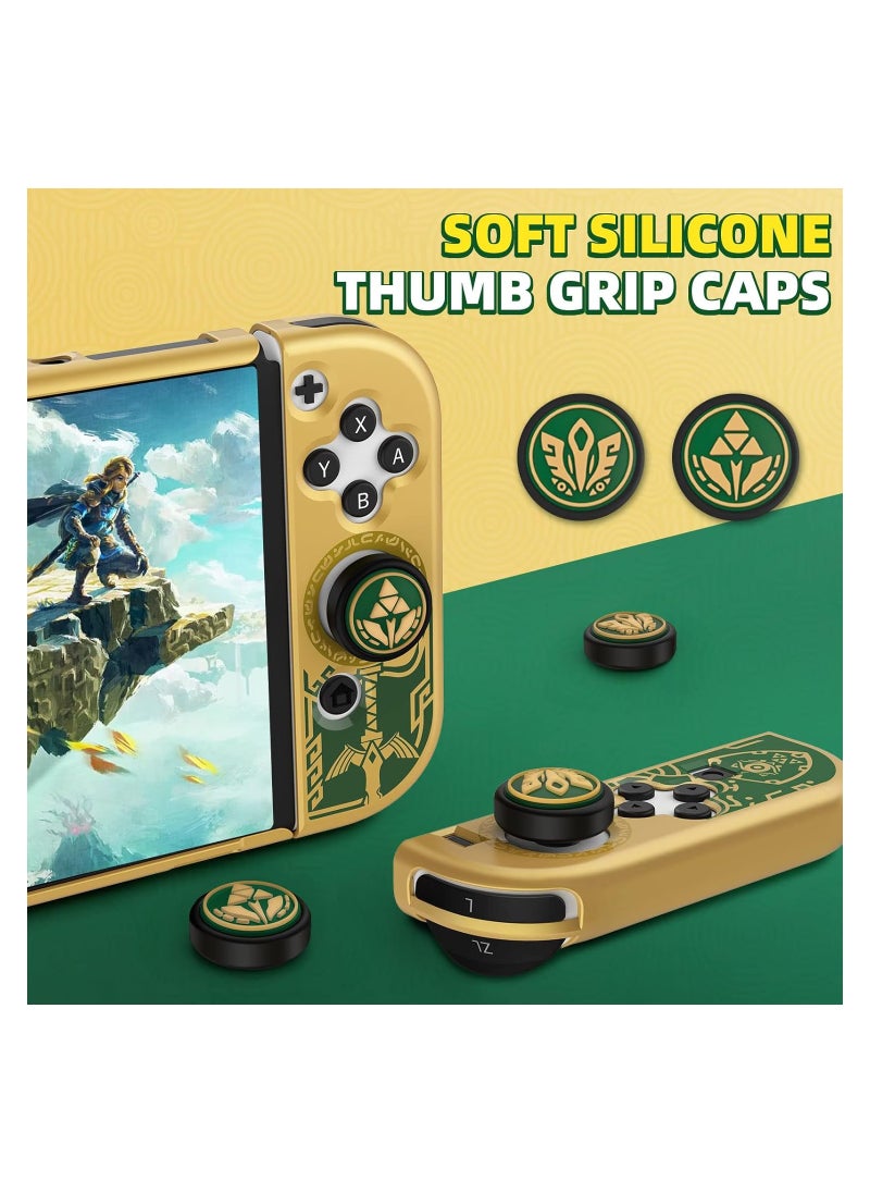 Dockable Hard Shell Protective Case for Nintendo Switch OLED with Comfortable Joy-Con Grip and 2 Joystick Thumb Caps