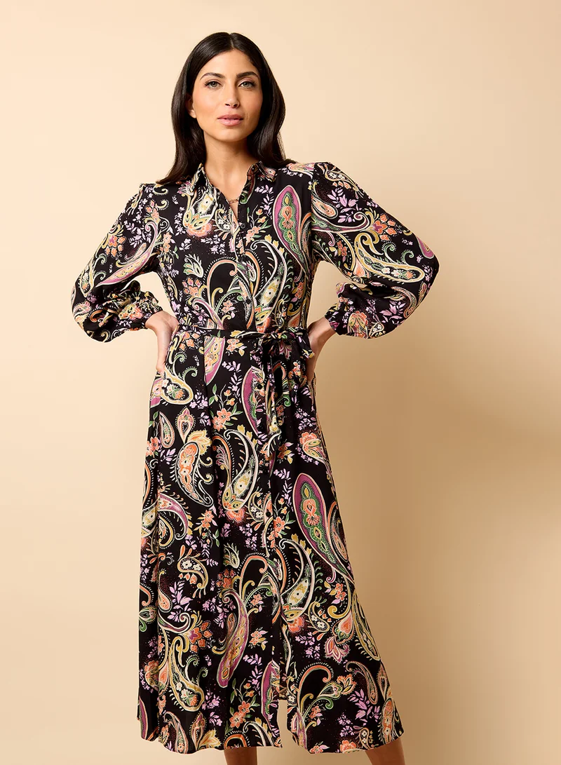 ليتل مسترس Casual Pastel Paisley Print Midi Dress
