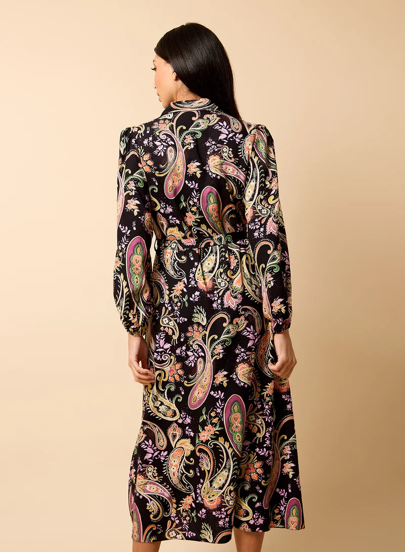 ليتل مسترس Casual Pastel Paisley Print Midi Dress