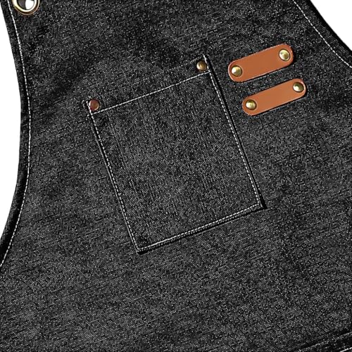 Supvox® Unisex Waterproof Home Apron - Kitchen and Workshop With Tool Pockets - Thicken Canvas Dustproof - Adjustable for Handwork, Woodenwork, Gardening (Black) - Image 5