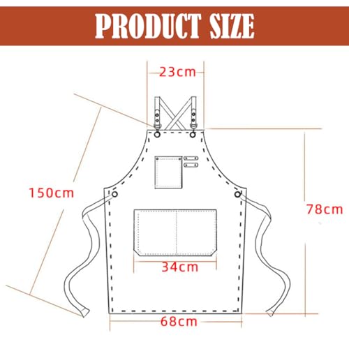 Supvox® Unisex Waterproof Home Apron - Kitchen and Workshop With Tool Pockets - Thicken Canvas Dustproof - Adjustable for Handwork, Woodenwork, Gardening (Black) - Image 2