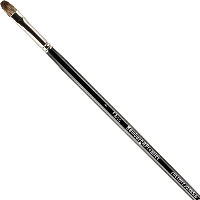 Creative Mark Artist Hamburg Premier Long Handle Paintbrush - Professional Quality Synthetic Blend Mongoose Hair Mimic - for Oil Paints, Acrylic, and Alkyds - Single, Size 8 Filbert - Image 1