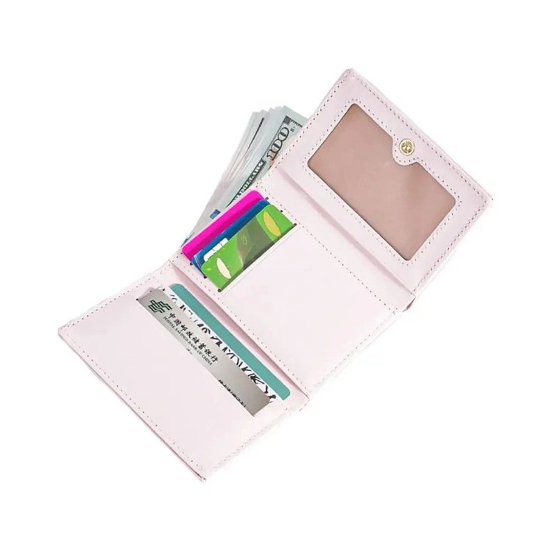 Leather Flip Wallet & Card Holder with Multiple Pockets - Pink - Image 2