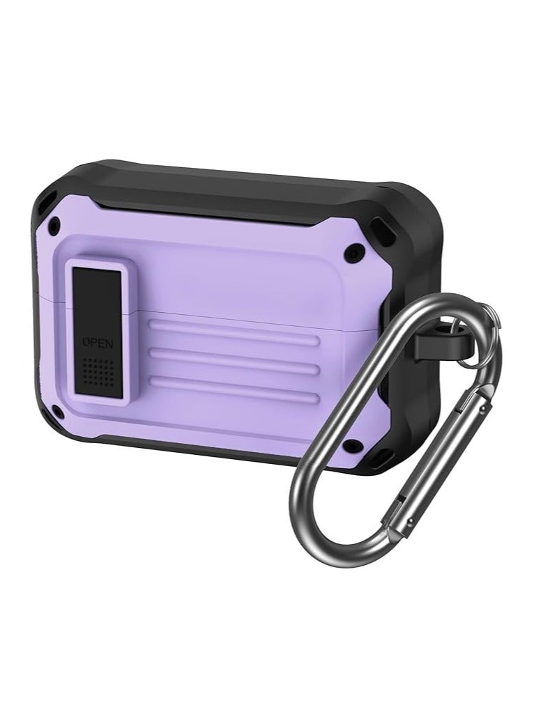 Elmo3ezz Compatible with Case for Sony WF-1000XM4 (2021), Secure Lock Cases Compatible with XM4 Protective Cover with Carabiner (Black & Purple) - Image 1