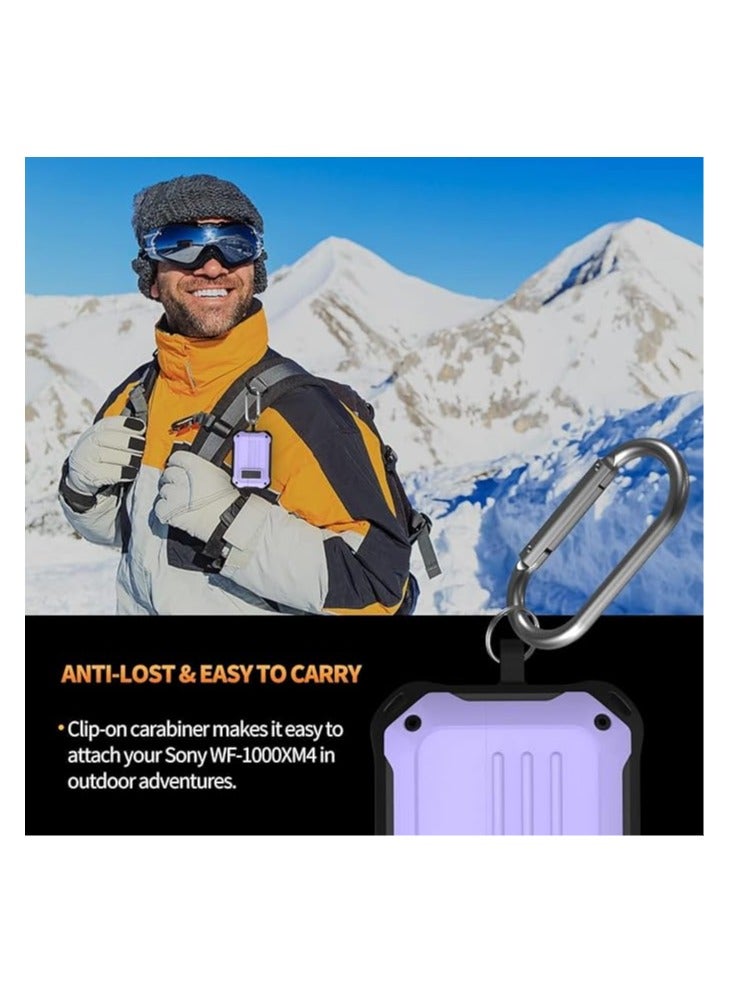 Elmo3ezz Compatible with Case for Sony WF-1000XM4 (2021), Secure Lock Cases Compatible with XM4 Protective Cover with Carabiner (Black & Purple) - Image 2