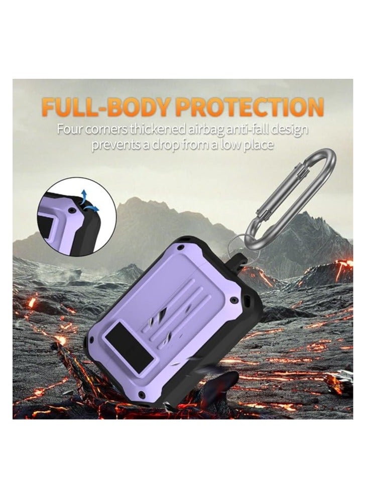 Elmo3ezz Compatible with Case for Sony WF-1000XM4 (2021), Secure Lock Cases Compatible with XM4 Protective Cover with Carabiner (Black & Purple) - Image 4