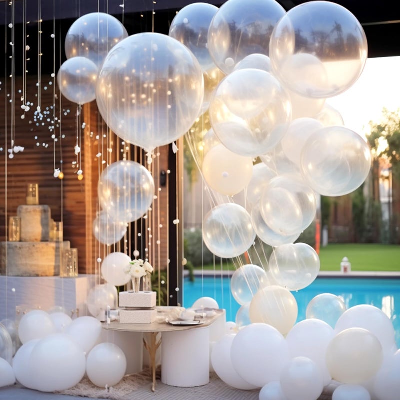 RUBFAC 129pcs Clear Balloons Different Sizes 18 12 10 5 Inches for Garland Arch, Transparent Balloon for Birthday Baby Shower Wedding Party Decoration - Image 4