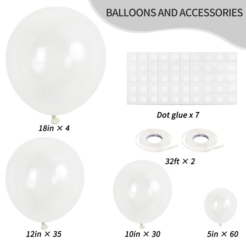 RUBFAC 129pcs Clear Balloons Different Sizes 18 12 10 5 Inches for Garland Arch, Transparent Balloon for Birthday Baby Shower Wedding Party Decoration - Image 2