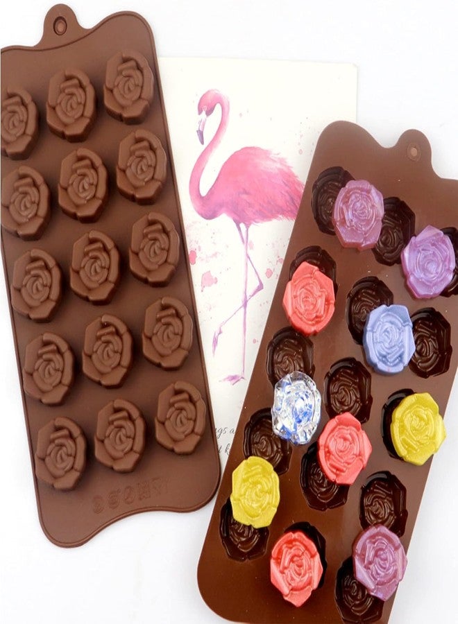 Bamutu 2PCS Silicone Rose Mould, Flower Chocolate Molds Rose 15 Cavity Silicone Sweet Moulds Valentines Candy Moulds Gummy Ice Jelly Moulds for Wax Melt Resin Casting Candles Soap - Image 4