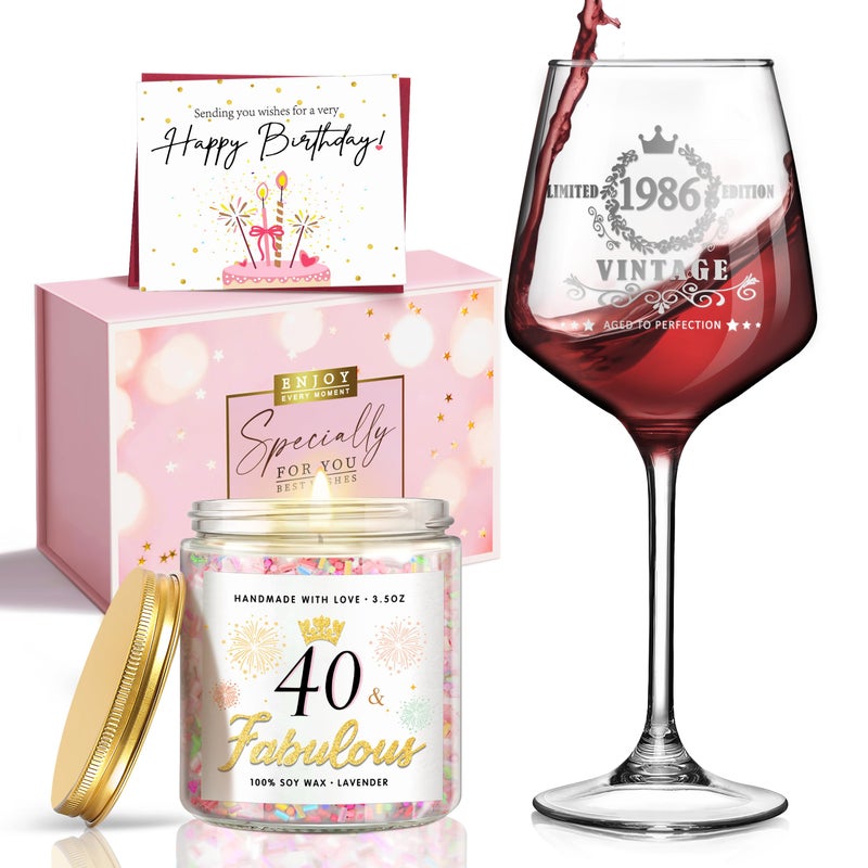 LUCOTIYA 40TH Birthday Gifts for Her, Funny 40th Birthday Gifts for Women Vintage 1986 40th Birthday Decorations for Women 40 Bday Gifts Idea for Women, Friends,Sister, Mom - Turning 40 Present, Pink - Image 1