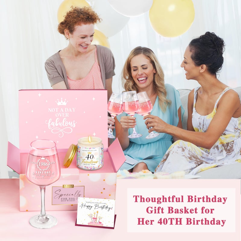 LUCOTIYA 40TH Birthday Gifts for Her, Funny 40th Birthday Gifts for Women Vintage 1986 40th Birthday Decorations for Women 40 Bday Gifts Idea for Women, Friends,Sister, Mom - Turning 40 Present, Pink - Image 5