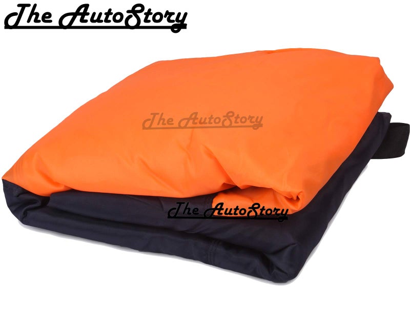 The Autostory 190 Taffeta Water Resistant Car Body Cover Compatible with Hyundai Venue with Mirror & Antenna Pockets (Orange/Navy Blue) - Image 3