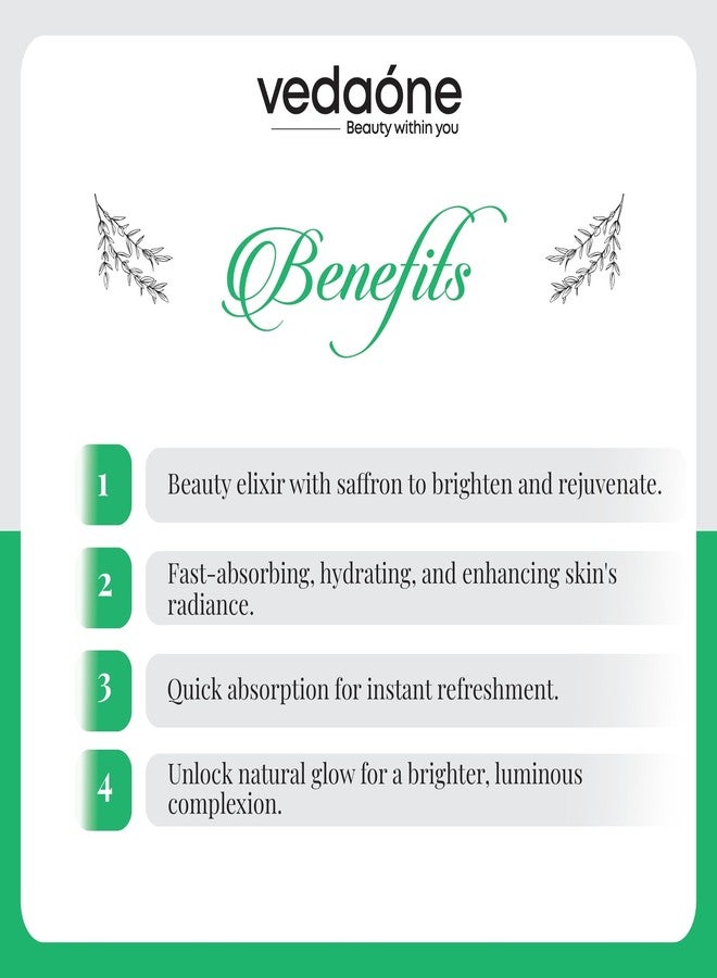 VEDAONE Glorion Radiance Face Serum with Kumkumadi & Niacinamide, Brightens, Hydrates, Reduces Pigmentation, Anti-Aging, 30ml - Image 4