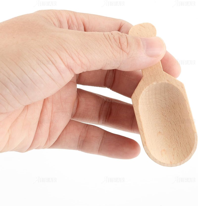 AUEAR , Mini Wooden Scoops Unpainted Wooden Kitchen Spoon for Candy Spices Parties Bath Salts Candy Essential (20 Pack, Half Handle) - Image 3