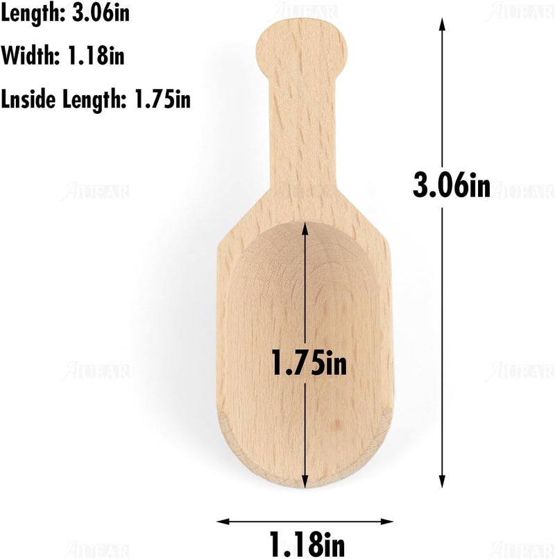 AUEAR , Mini Wooden Scoops Unpainted Wooden Kitchen Spoon for Candy Spices Parties Bath Salts Candy Essential (20 Pack, Half Handle) - Image 2