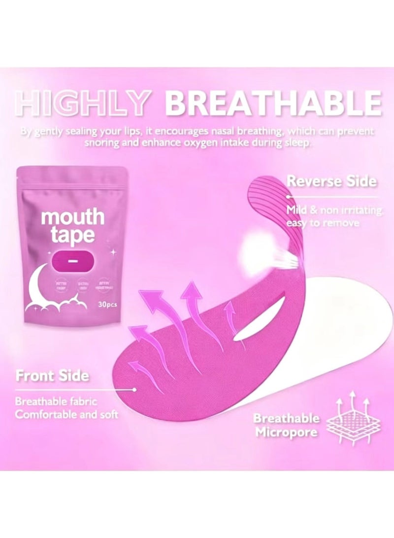 KOEC Mouth Tape for Sleeping - Anti Snoring Strips for Better Sleep - Comfortable & Hypoallergenic - Promote Nasal Breathing (pink, 30) - Image 4