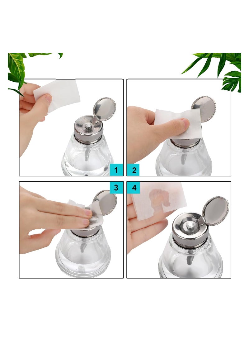 SOLARAE 2 Pcs 150 ml Pump Dispenser Bottle, Refillable Push Empty Push Down Glass Dispenser Bottle, with Flip Metal Cap Makeup Remover Dispenser Bottle, Alcohol Pump Sanitizer Container, for Nail Polish - Image 5