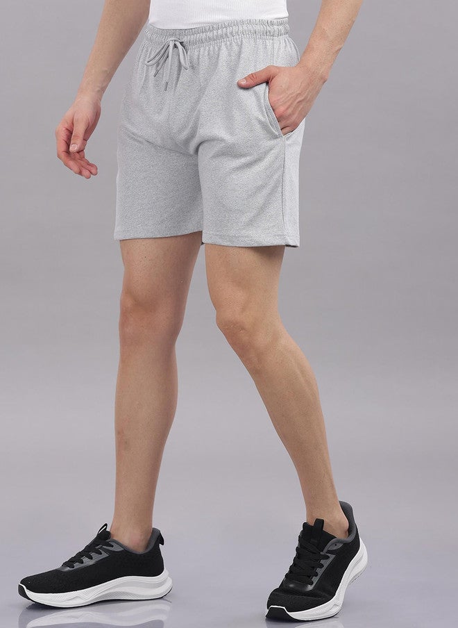 OUTLAWS Men's Solid Grey Cotton Training & Gym Shorts | Color Lock Technology | No Shrinkage | Soft, Breathable & Comfortable Sportswear - Image 3
