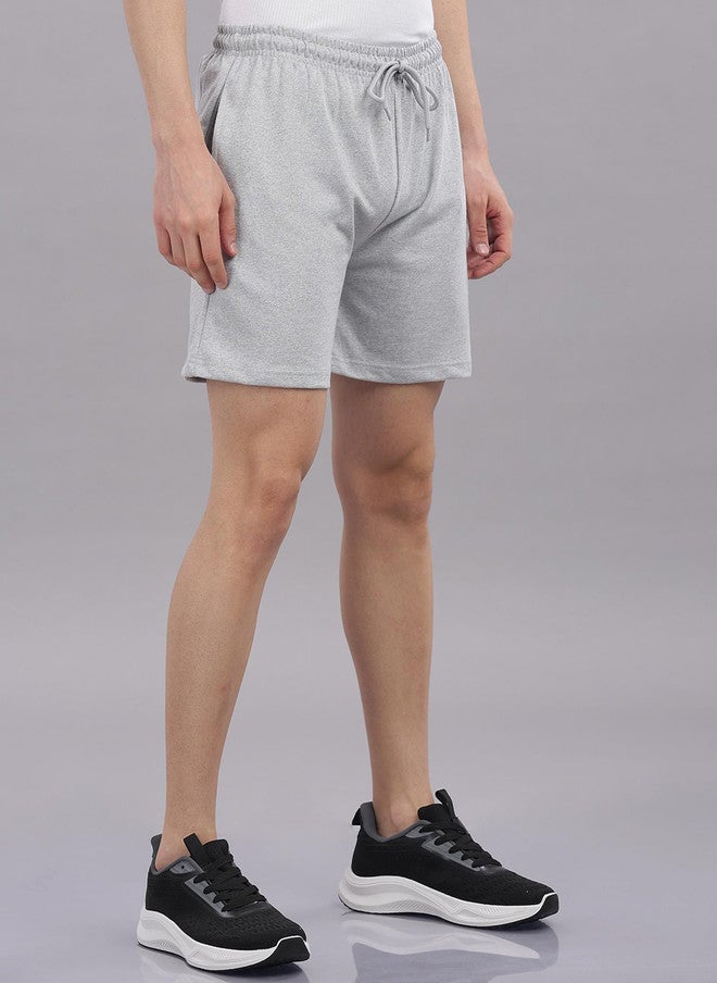 OUTLAWS Men's Solid Grey Cotton Training & Gym Shorts | Color Lock Technology | No Shrinkage | Soft, Breathable & Comfortable Sportswear - Image 2