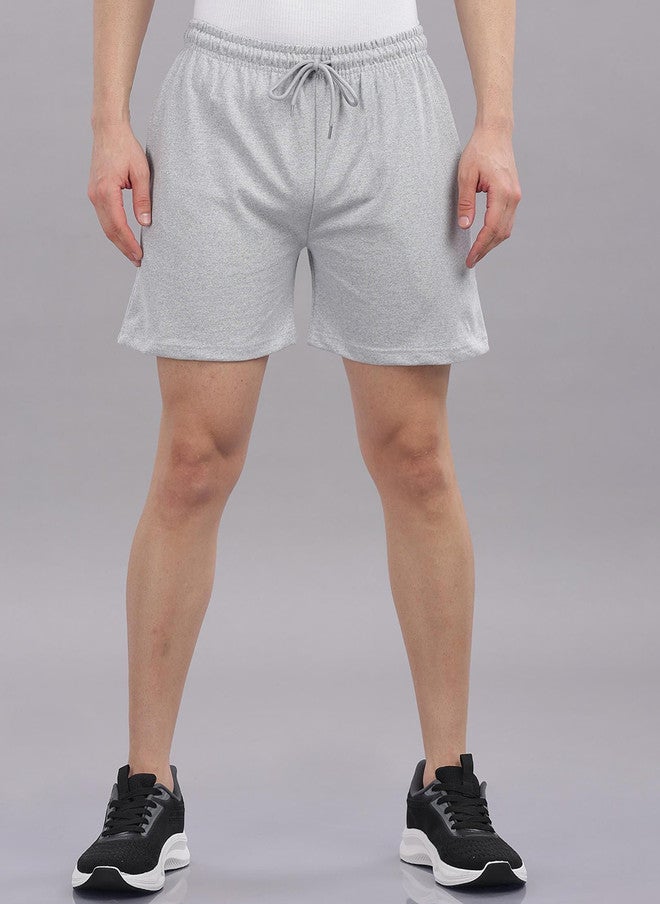 OUTLAWS Men's Solid Grey Cotton Training & Gym Shorts | Color Lock Technology | No Shrinkage | Soft, Breathable & Comfortable Sportswear - Image 1