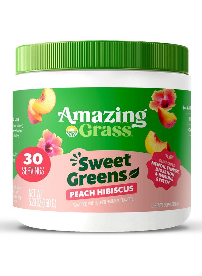 Amazing Grass مسحوق الأعشاب الحلوة والأطعمة الخارقة من Amazing Grass لصحة الجهاز الهضمي، مسحوق الخضروات، إنزيمات هضمية، بروبيوتيك، سبيرولينا، كلوريللا، هبيسكس الخوخ، 30 حصة - Image 1
