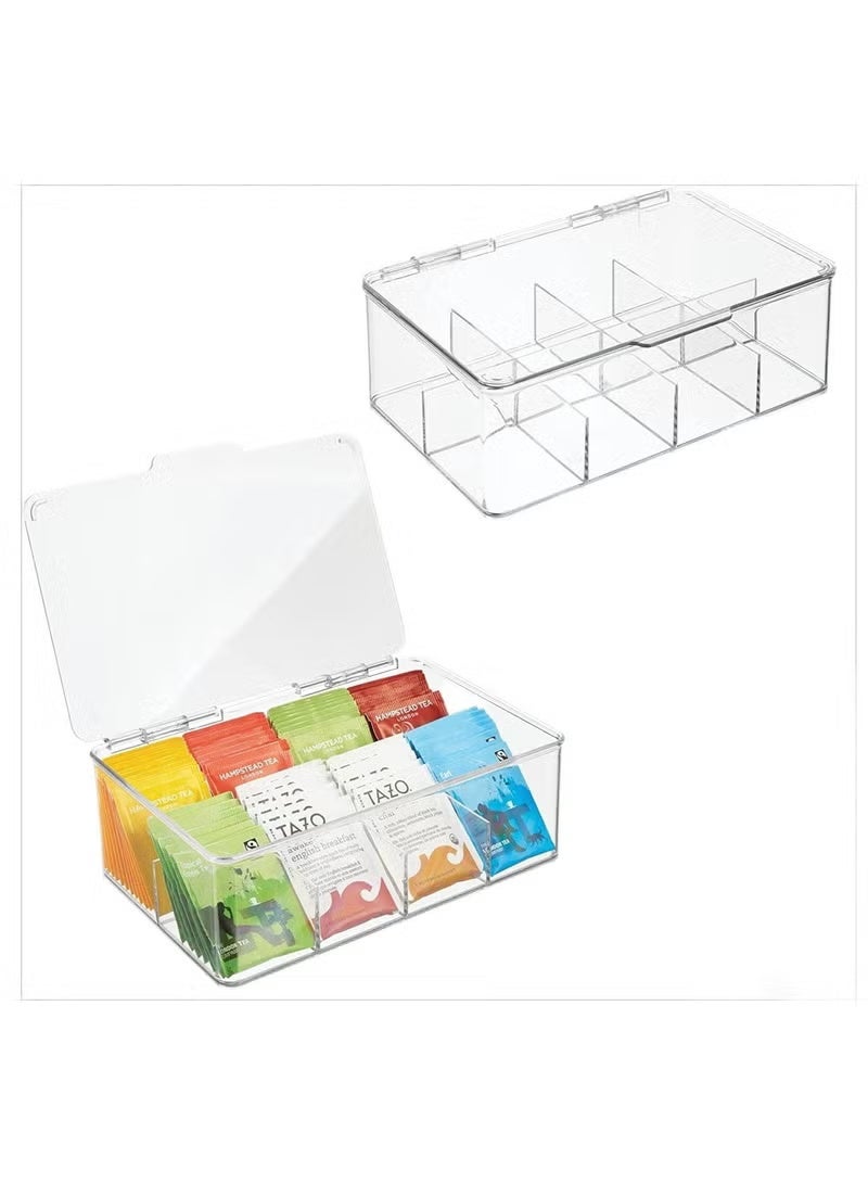 Bukela Easy Select Tea Chest Box - 1PC Tea Storage Box with 8 Compartments Holds up to 100 Tea Bags Each -Tea Organiser - Tea Bag Storage Box - Clear - Image 1