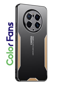 Color Fans For Huawei Mate 50 Pro Cell Phone Case Matte Aluminium Alloy+TPU+PC Anti-fingerprint Back Shell - Gold  - Image 1