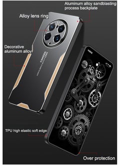 Color Fans For Huawei Mate 50 Pro Cell Phone Case Matte Aluminium Alloy+TPU+PC Anti-fingerprint Back Shell - Gold  - Image 2