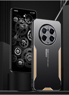 Color Fans For Huawei Mate 50 Pro Cell Phone Case Matte Aluminium Alloy+TPU+PC Anti-fingerprint Back Shell - Gold  - Image 3