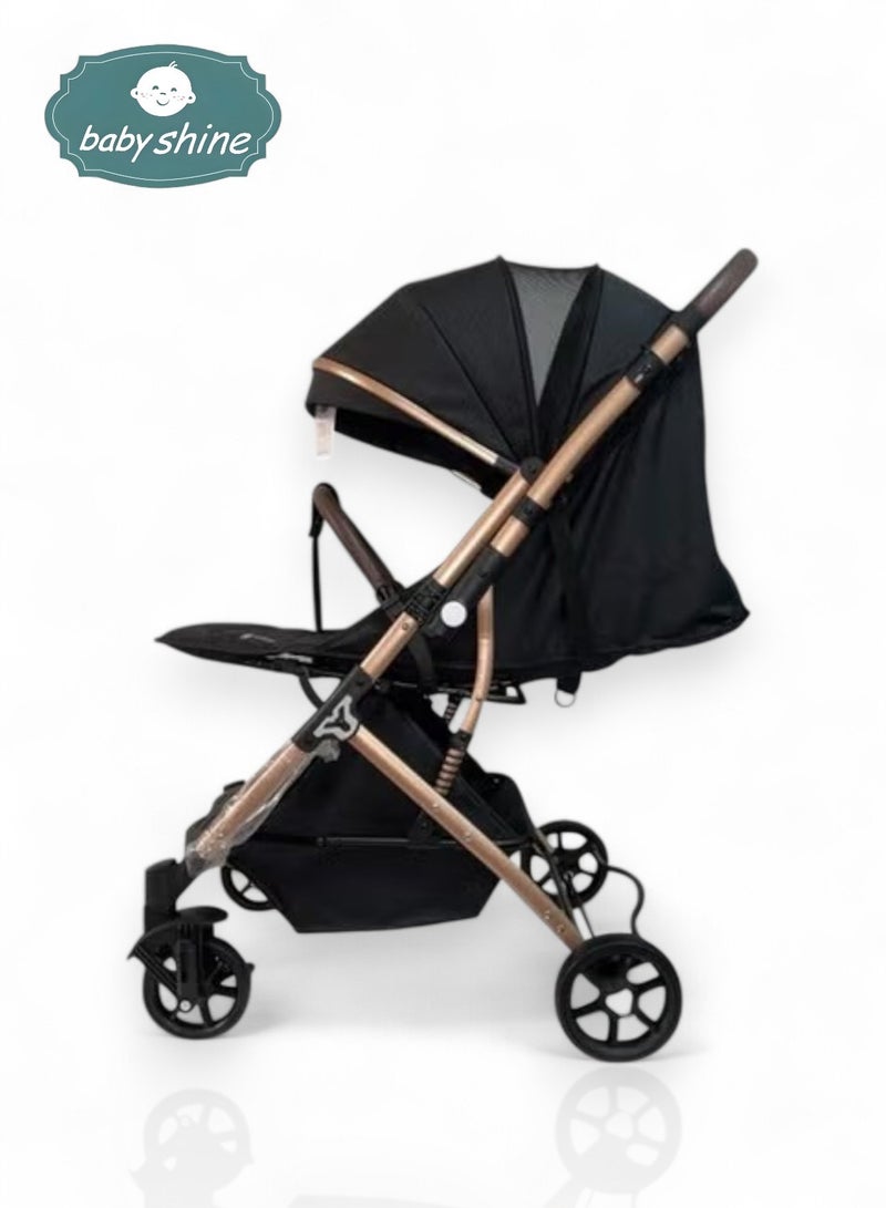 بيبي شاين عربة أطفال خفيفة الوزن قابلة للطي بلمسة واحدة وممتصة للصدمات للأطفال من سن 0 إلى 3 سنوات - Image 1