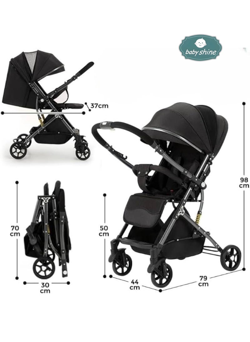 بيبي شاين عربة أطفال خفيفة الوزن قابلة للطي بلمسة واحدة وممتصة للصدمات للأطفال من سن 0 إلى 3 سنوات - Image 3