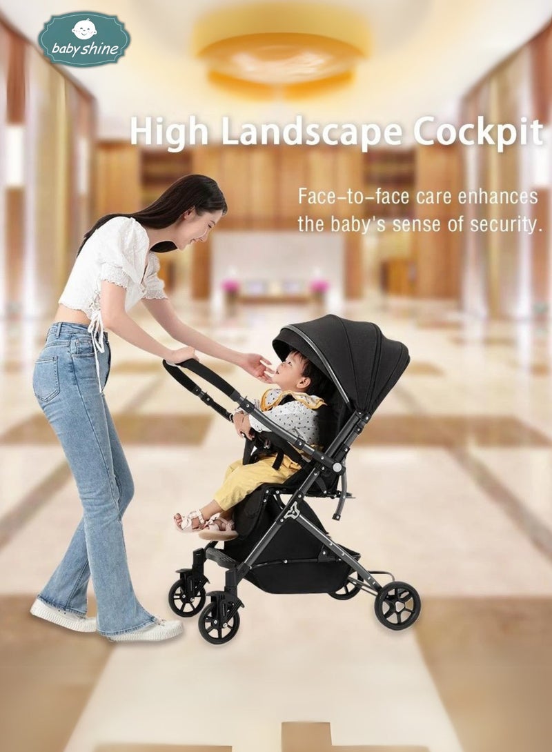 بيبي شاين عربة أطفال خفيفة الوزن قابلة للطي بلمسة واحدة وممتصة للصدمات للأطفال من سن 0 إلى 3 سنوات - Image 2