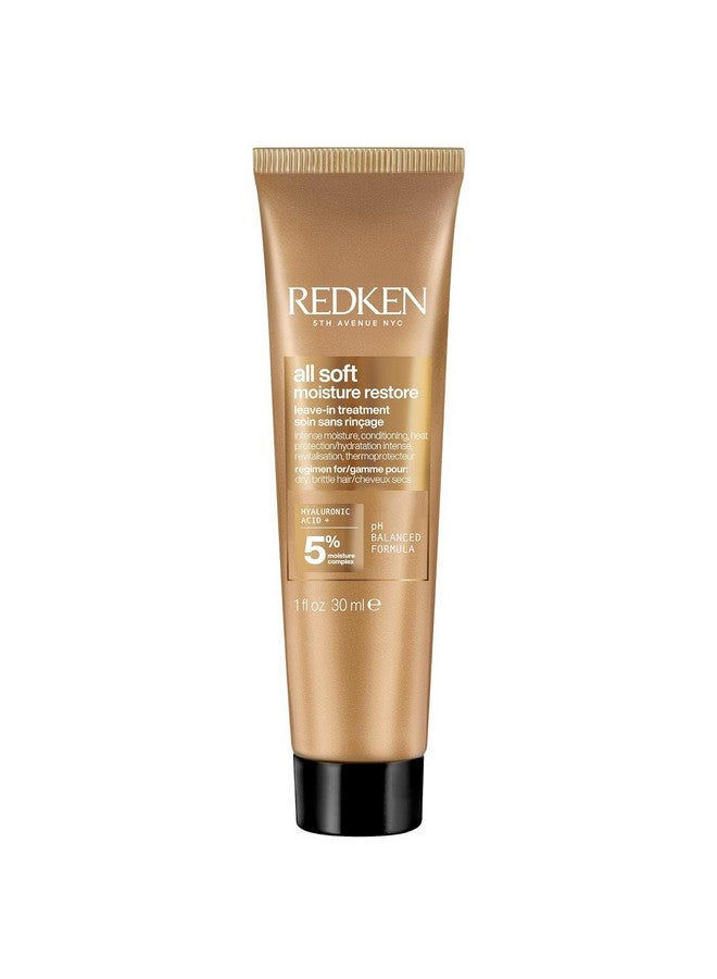 Redken All Soft Moisture Restore Leave-In Treatment | Hyaluronic Acid Primer| Hair Treatment for Dry and Brittle Hair | Humidity, Heat and Frizz Protection | For Soft and Smooth Hair | 1.0 Fl Oz - Image 1