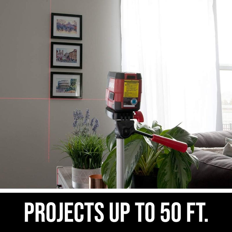SKIL 50ft. Red Self-Leveling Cross Line Laser Level with Horizontal and Vertical Lines, Rechargeable Lithium Battery with USB Charging Port, Clamp & Carry Bag Included - LL932301 - Image 2