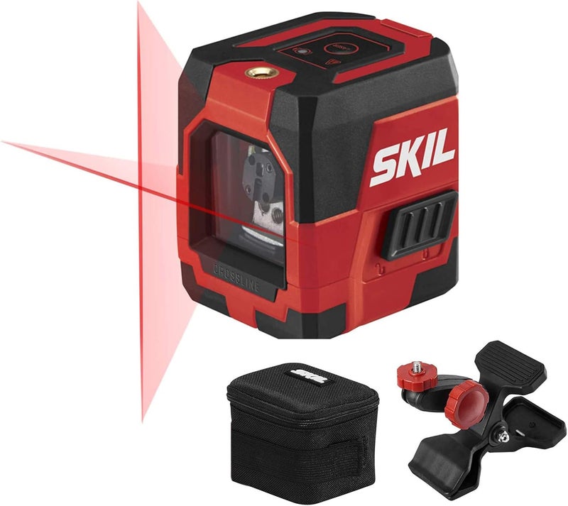 SKIL 50ft. Red Self-Leveling Cross Line Laser Level with Horizontal and Vertical Lines, Rechargeable Lithium Battery with USB Charging Port, Clamp & Carry Bag Included - LL932301 - Image 1