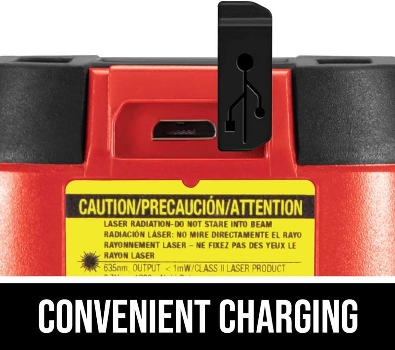 SKIL 50ft. Red Self-Leveling Cross Line Laser Level with Horizontal and Vertical Lines, Rechargeable Lithium Battery with USB Charging Port, Clamp & Carry Bag Included - LL932301 - Image 4