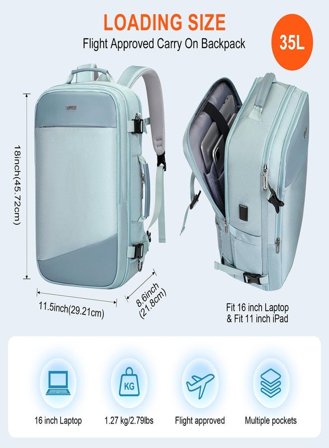PIJUSHI Carry on Travel Backpack for Women Flight Approved Luggage Backpacks Large Personal Item Bags(PE035 Blue) - Image 5