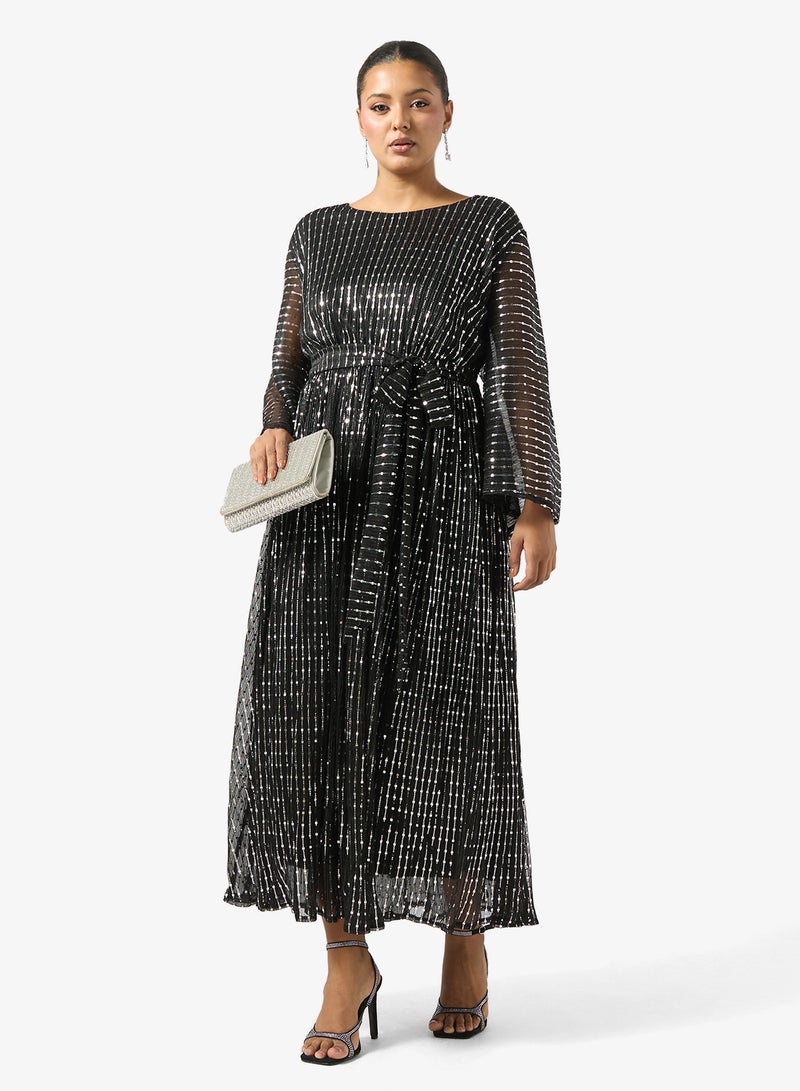 خزانة فستان مقاس كبير بحزام لامع - Image 4