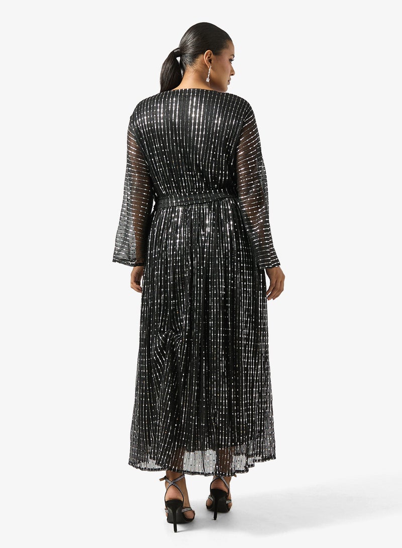 خزانة فستان مقاس كبير بحزام لامع - Image 2